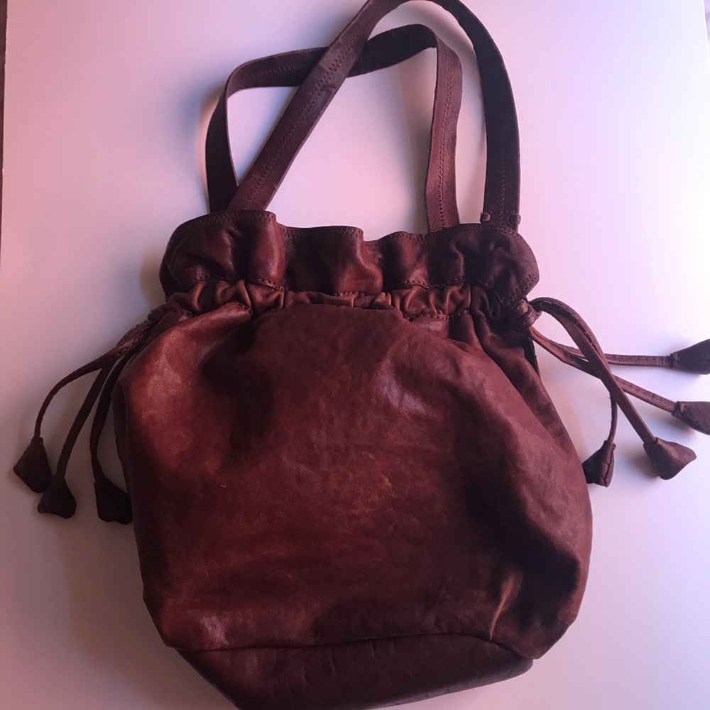 Lucky Brand Brown Distressed Leather Hobos Bag